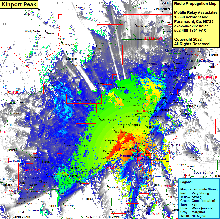 heat map radio coverage Kinport Peak